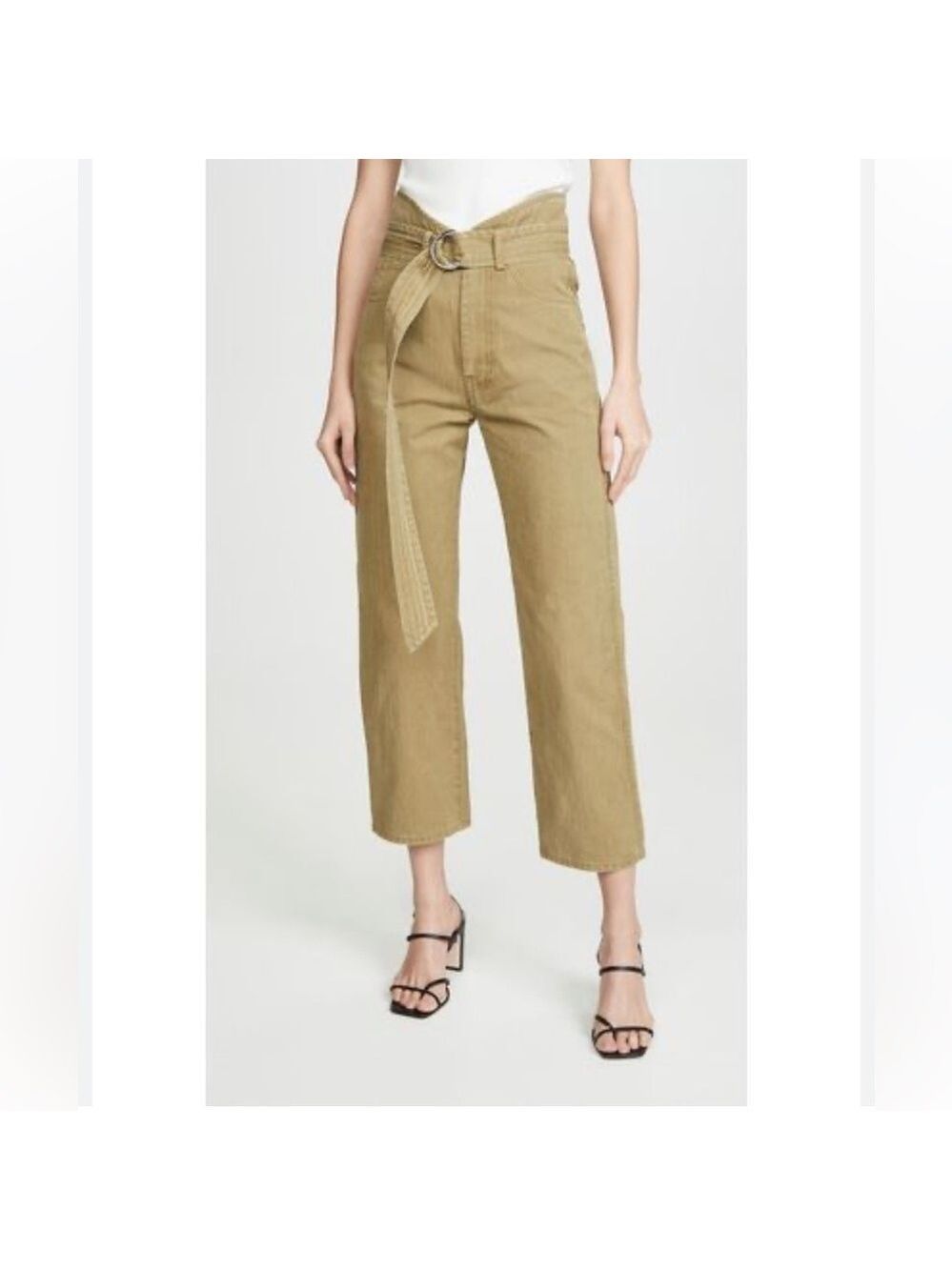 Marissa Webb Travis High Waist Canvas Pant in Khaki Green